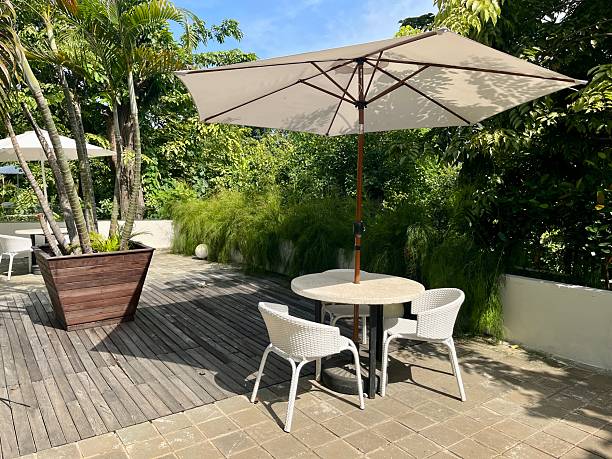 istock Fresh And Shady Outdoor Dining Area 2217494328