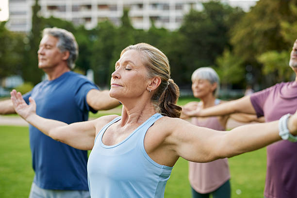 istock Senior people practicing yoga and mindfulness 2217502909