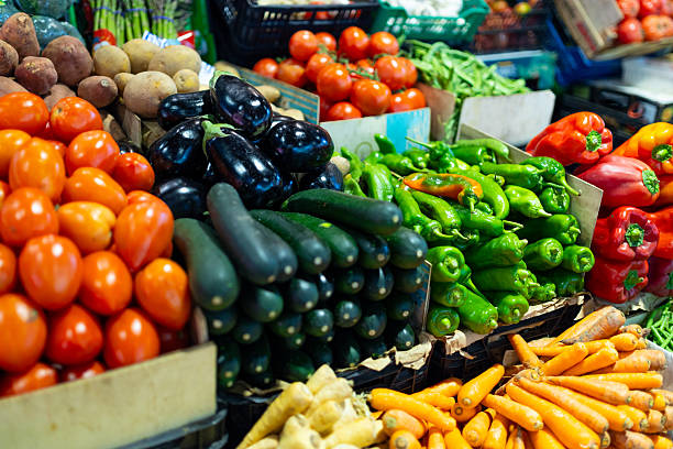 istock Local market with various colorful fresh vegetables 2217503335