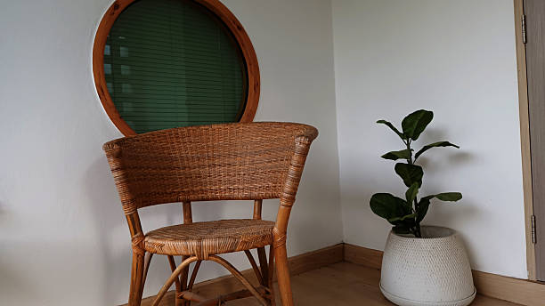 istock Cozy Corner with Wicker Chair and Plant. 2217505551