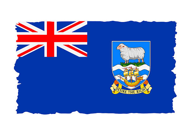 Grunge Style Flag of the Falkland Islands. Flat Icon. Vector Illustration