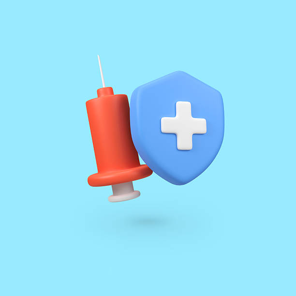 istock Medical Syringe Vaccine with guard shield isolated 3d render icon illustration 2217511416