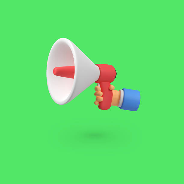 istock Male hand holding megaphone isolated 3d render icon illustration 2217511428