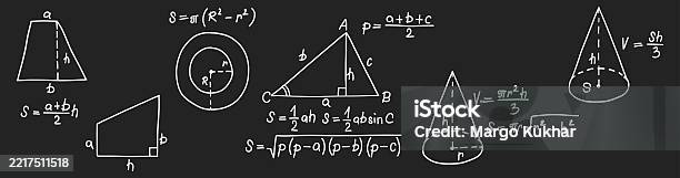 Formula Math Concepts Mathematics Formulas Set Hand Drawn Math Geometric Formulas And ...
