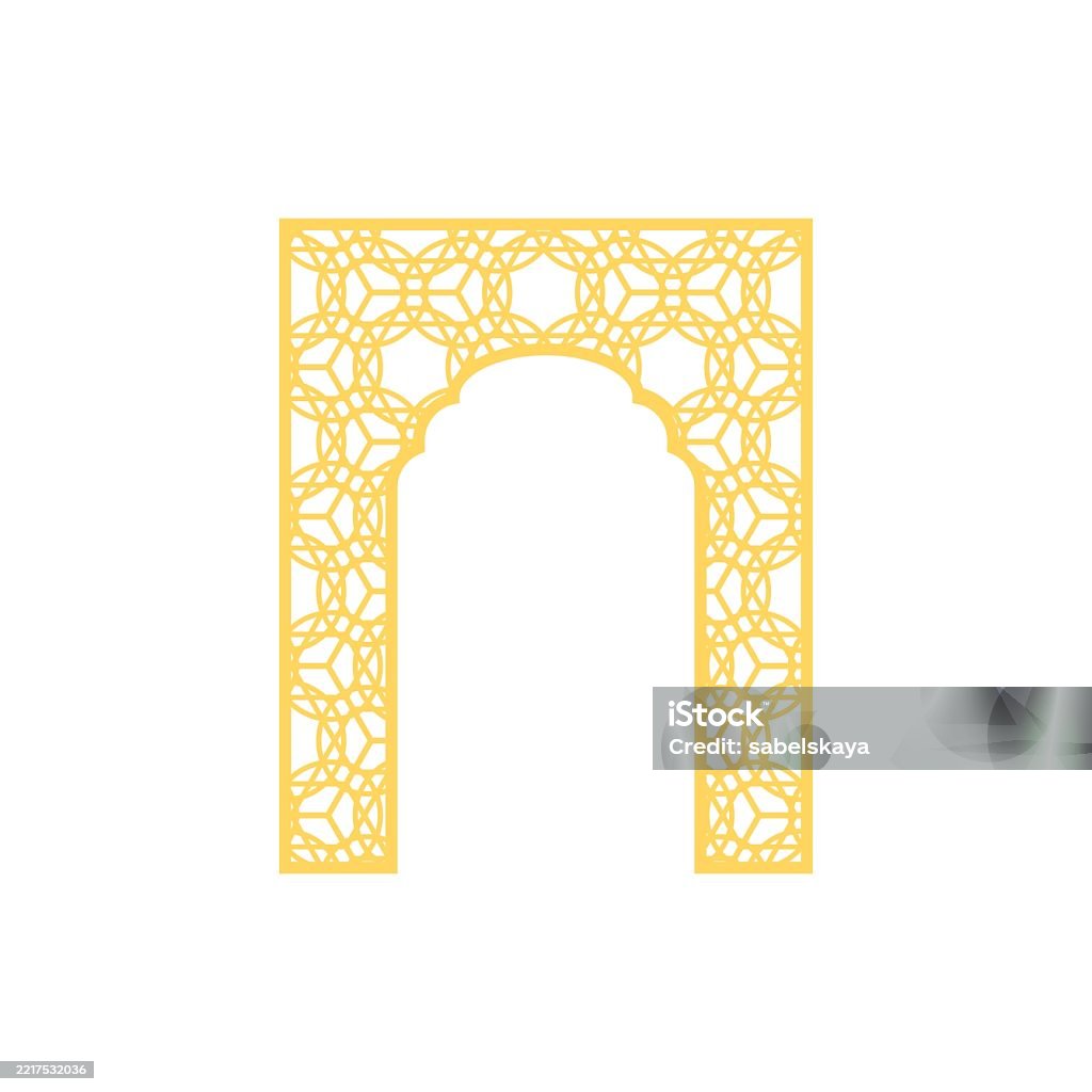 Arabic Gate Golden Islamic Arch Gate Frame With Arabic Beautiful Arabesque Pattern ...