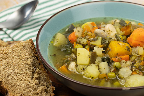 istock Minestrone soup on a table, close-up. 2217533081