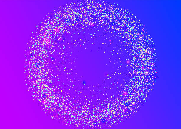 istock Holographic Serpentine. Digital Dust. Pink Disco Effect. Light Birthday Illustration. Iridescent Paper. Hologram Sparkle. Falling Poster. Happy Concept. Purple Holographic Serpentine 2217541084