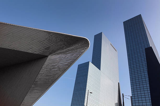City of Rotterdam. Netherlands. Modern architecture. At Delftse Poort and railway station.