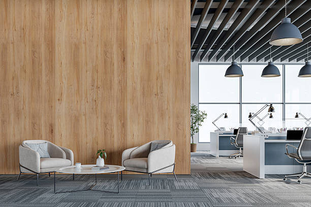 istock Modern Office Interior with Lounge Area and Open Workspace with decoration 2217549449