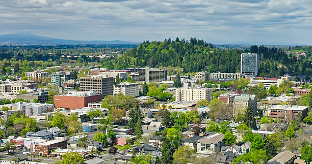 istock Sunny Spring Day in Eugene, Oregon - Aerial View 2217559015