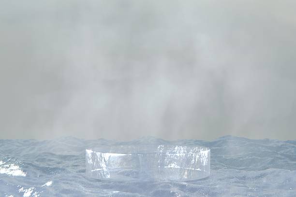 istock Abstact 3d render Water  and Natural scene background, Luxury Ice podium on the ice ground for product display 2217559113