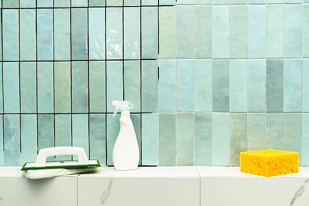 istock Repairing tile with epoxy grout and adhesive in a modern bathroom setting during the day 2217561616