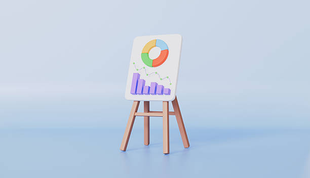Presentation of Charts and Graphs for Business Analytics 3d illustration
