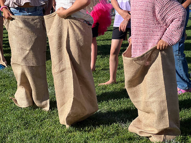 istock Unrecognizable children traditional potato sack race 2217572030