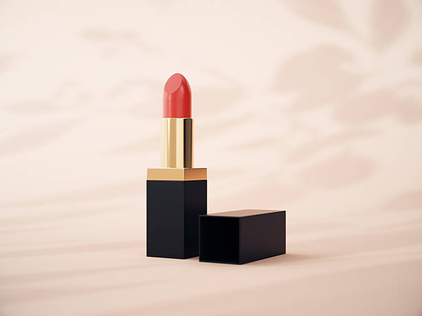istock Red Lipstick Close Up on Yellow Background 2217574322