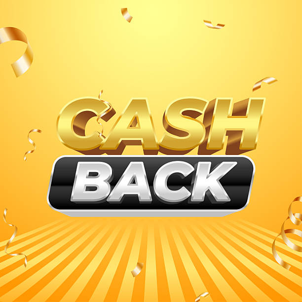 istock Cash back offer banner with falling confetti on a yellow background 2217580924