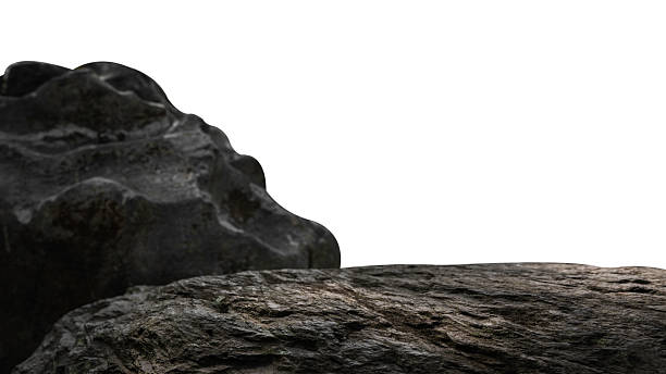 istock Rock Isolated, Stone podium, Cliff mountain on white Background 2217582573