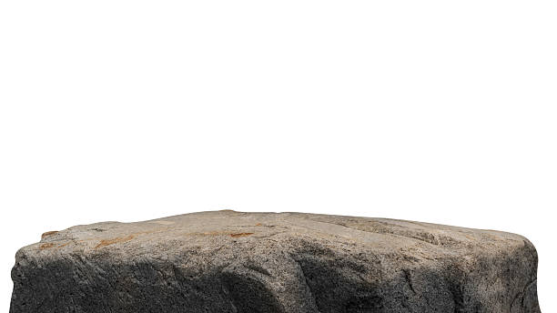 istock Rock Isolated, Stone brown Podium, Cliff Mountain on white Background 2217582654