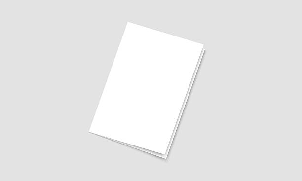 istock Blank white paper vector. Bi fold paper mockup template with shadow. Brochure, magazine, cover design 2217598509