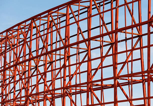istock A red structure with many metal beams and a blue sky in the background 2217599389