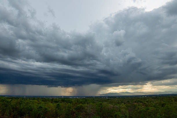 Storm clouds with the rain. Nature Environment Dark huge cloud sky black stormy cloud