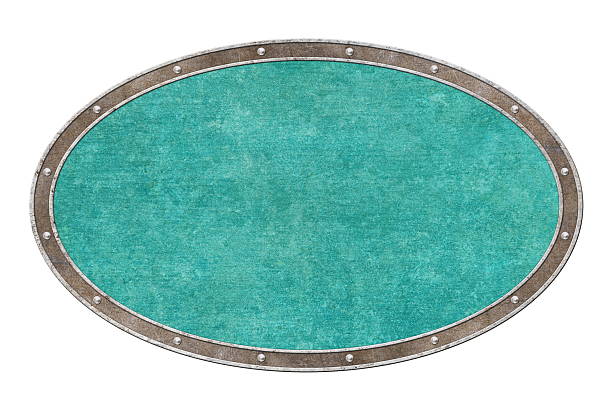 oval vintage green board isolated on white background