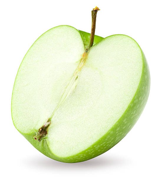 istock half of green apple isolated on white background. clipping path 2217615450