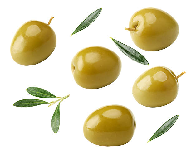 istock green olives isolated on white background. clipping path 2217615917