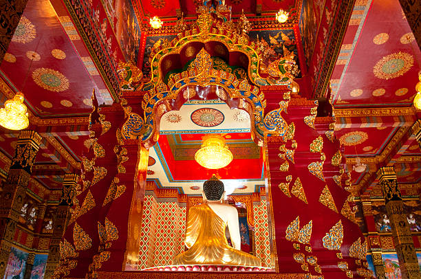 istock White Buddha Statue Inside Chapel at Wat Maha That Wachiramongkol (Wat Bang Thong), Phang Nga, Thailand – Serene Interior of a Sacred Temple 2217622587