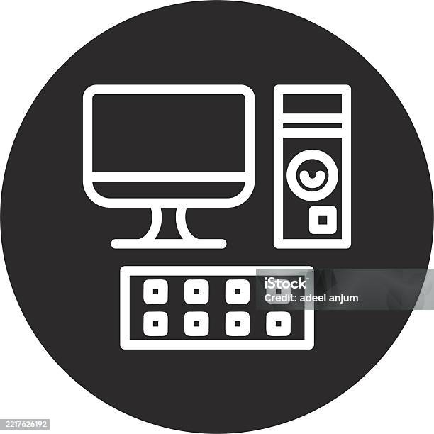 Computer Starting Circle Computer Inverted Circle Black Stock Illustration - Download Image Now ...