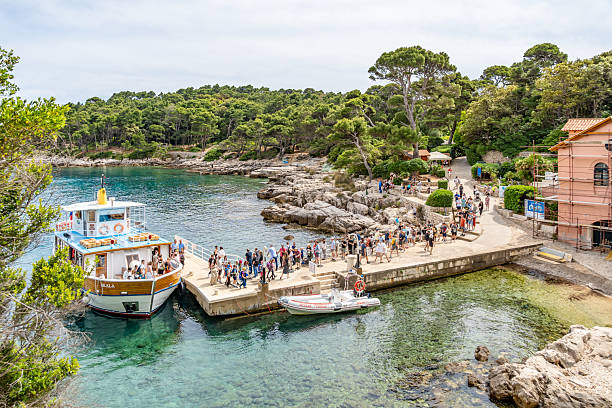 Dubrovnik, Croatia. 9 May 2025. Passengers queuing for Lokrum Island ferry in Croatia