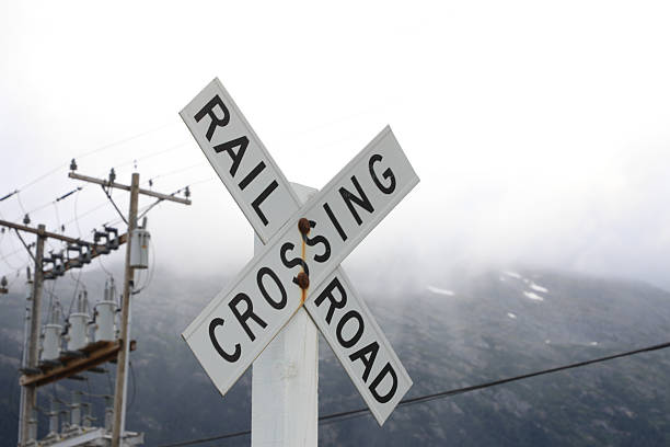 Black and White Railway Sign and Signal