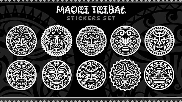 istock Maori tribal ornament round tattoo stickers pack 2217630059