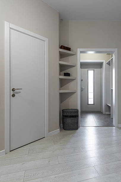 istock Modern Bright Hallway with Built-in Shelves 2217632188