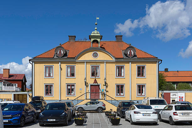 The town hall of Mariefred in Södermanland, Sweden. The town hall was constructed in 1783-1785.