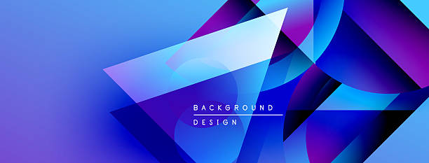 istock Abstract geometric shapes blend, creating vibrant blue, purple gradients. Modern design evokes energy, depth, visual interest. 2217641219