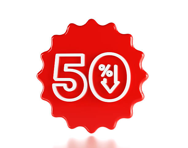 istock 50 % Red Sale Label 2217643254
