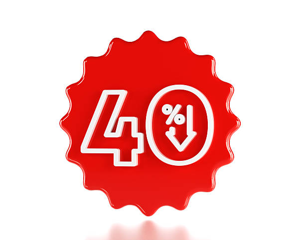 istock 40 % Red Sale Label 2217643275