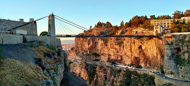 Sidi M’Cid Suspension Bridge at Sunset. Constantine, Algeria