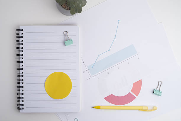 Financial graphs, statistics diagram and data. Annual presentation, infographic. Economic report, accounting. Growth analysis, business success. Analytics and management. Investments and technology
