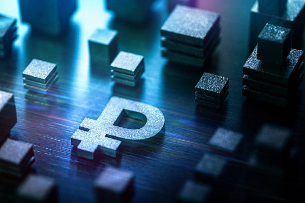 istock Ruble symbol technology background. Futuristic digital money concept 2217649753