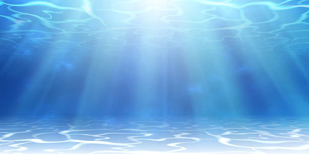 illustrazioni stock, clip art, cartoni animati e icone di tendenza di sfondo subacqueo con raggi solari e morbide increspature, perfetto per disegni marini, oceanici o estivi. scena acquatica tranquilla e coinvolgente. illustrazione vettoriale - sottomarino subacqueo