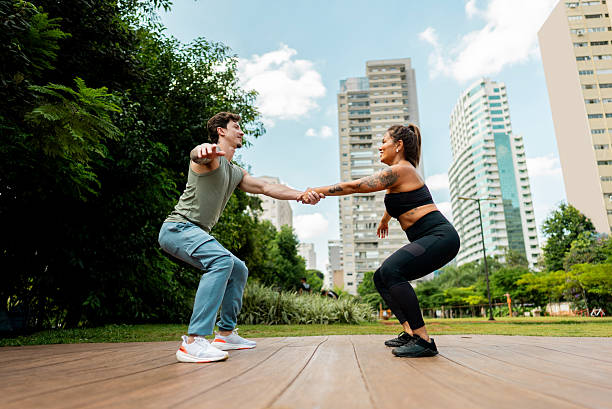 Couple exercising outdoors