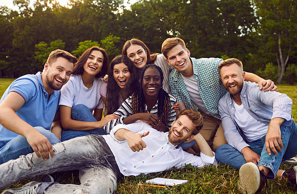 Group of friends in the park together