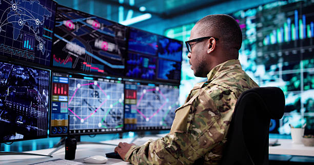 istock Innovative Military Control Center Employs Cyber Technology Operator 2217660300