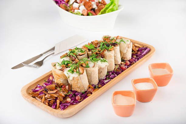 Syrian-Style Shawarma Rolls with Garlic Sauce and Nuts