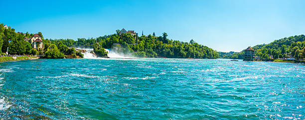 Wide Shot of Rhinefall, Switzerland, on a sunny summer day.
