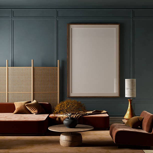 istock A harmonious blend of modern design and warm earthy elements in a stylish living room. 3D illustration 2217680920