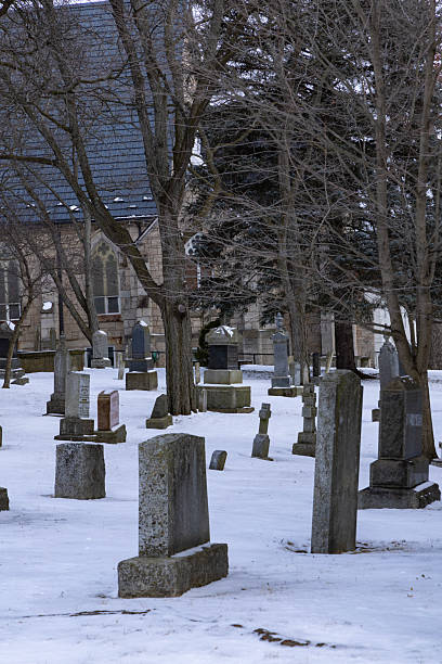 istock Cemetery in winter covered in snow. 2217682381
