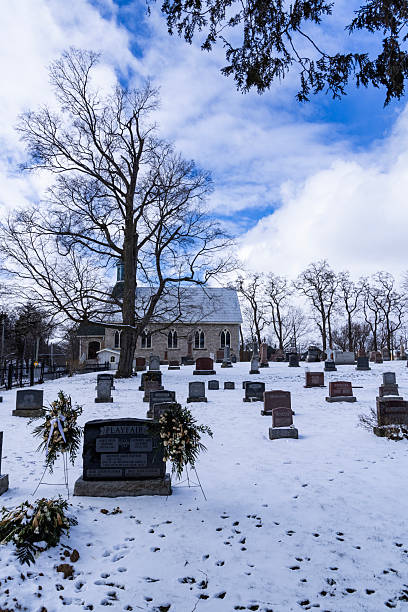 istock Cemetery in winter covered in snow. 2217682404